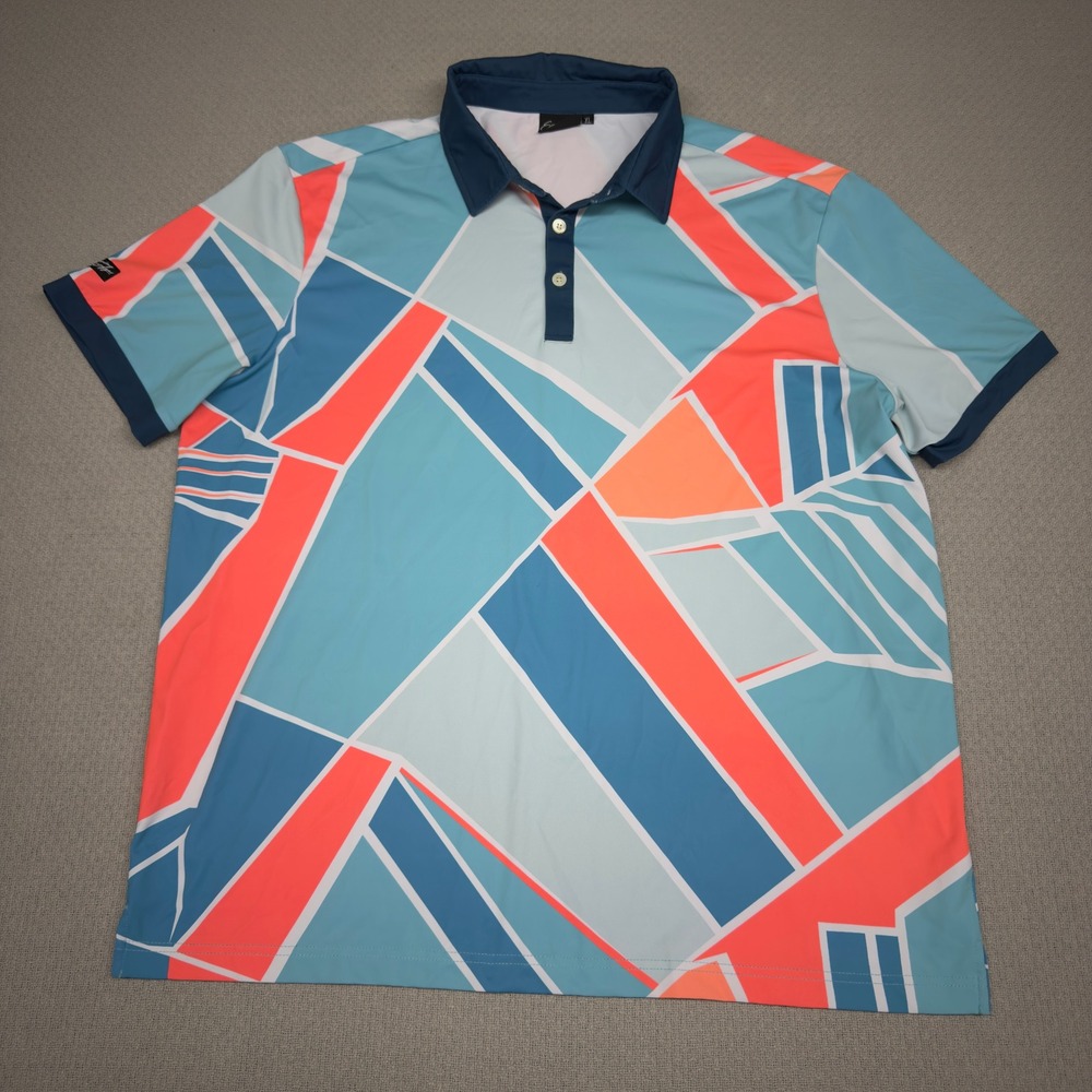 Sunday Swagger Polo Shirt Mens XL Geometric Abstract Golf Performance Stretch - Picture 1 of 7